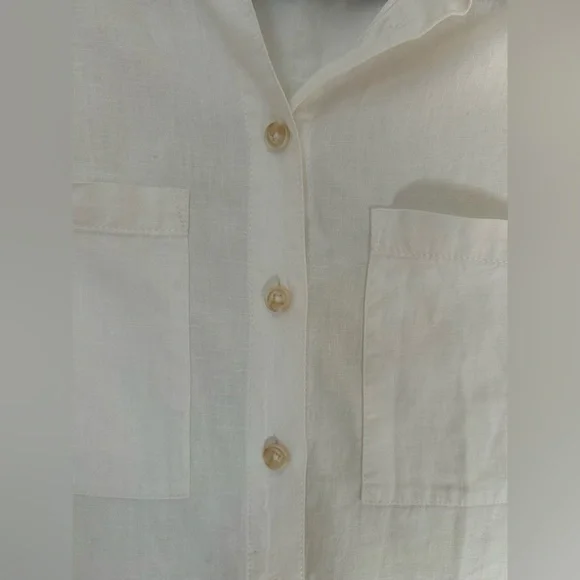 Pilcro & The Letterpress Anthropologie White Button Down Long Sleeve Blouse - Picture 2 of 7